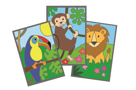 3 cartes à gratter + grattoir - La jungle