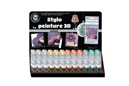 Présentoir stylo peinture 3D pailletée - 120 pièces