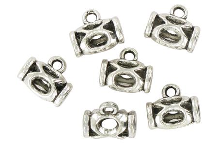 6 perles métalliques pour charms et breloques argent vieilli